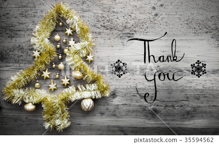 Tinsel Christmas Tree, Calligraphy, Thank You 35594562