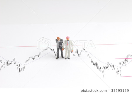 business man over economic chart in conversation business man over economic chart in conversation 35595159