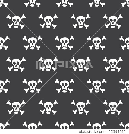 Seamless pattern white skulls with bones Seamless pattern white skulls with bones 35595611