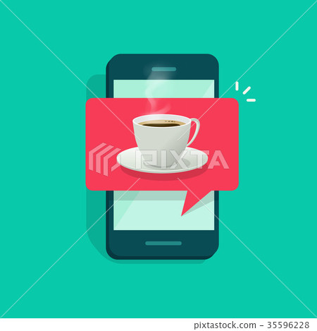 Coffee cup on mobile phone vector illustration 35596228