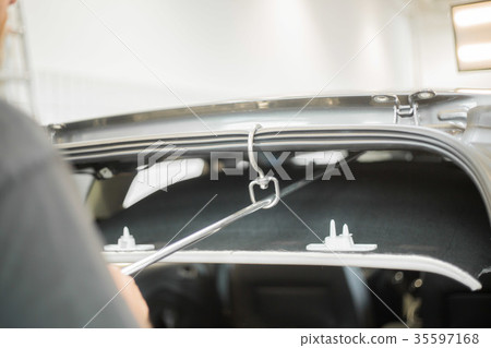 Repairing dents in a car Repairing dents in a car 35597168