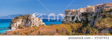 Panorama of Tropea with church in Calabria, Italy Panorama of Tropea with church in Calabria, Italy 35597452