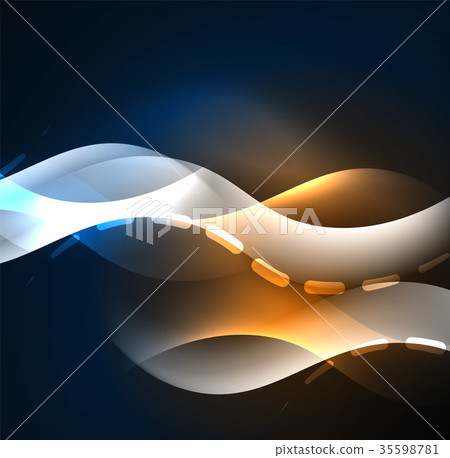 Vector glowing wave, smoke design wavy lines 35598781