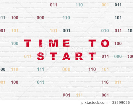Timeline concept: Time to Start on wall background Timeline concept: Time to Start on wall background 35599036
