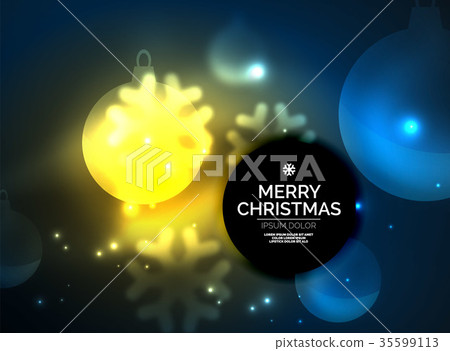 Glowing Christmas ball and snowflakes vector Glowing Christmas ball and snowflakes vector 35599113