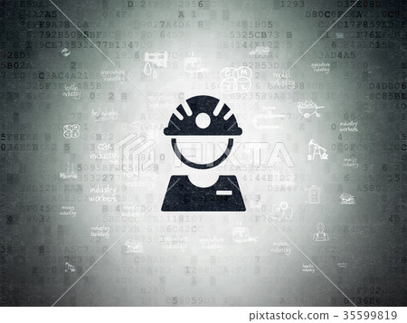 Industry concept: Factory Worker on Digital Data Industry concept: Factory Worker on Digital Data 35599819
