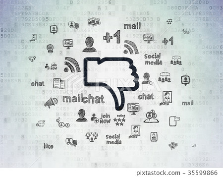 Social network concept: Thumb Down on Digital Data Social network concept: Thumb Down on Digital Data 35599866