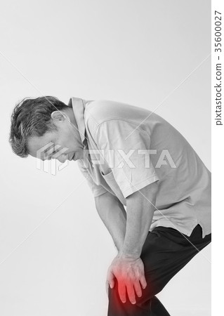 man hand holding knee joint pain, gout, knee bone 35600027