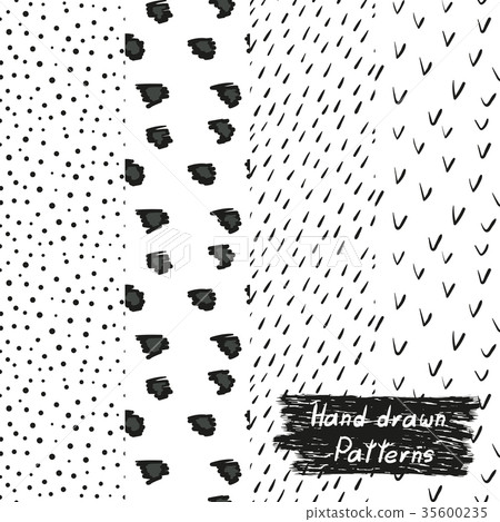 Set of hand drawn seamless patterns - Stock Illustration [35600235] - PIXTA