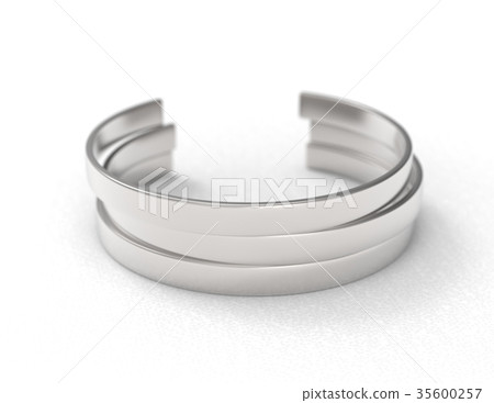 Three metal bracelets on white background Three metal bracelets on white background 35600257
