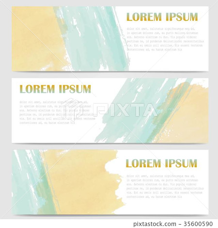 abstract header banner in orange green water color 35600590