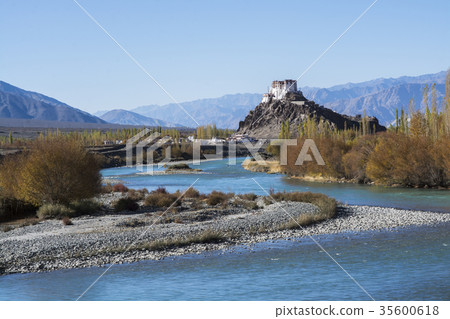 Blue river with mountains background 35600618