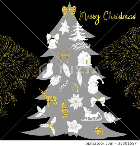 Background with Christmas tree 35601657