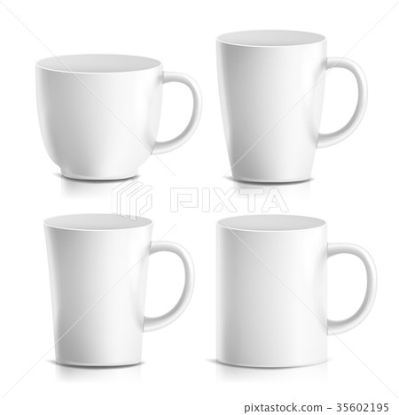 Mug Mock Up Set Vector. Realistic Ceramic Coffee 35602195