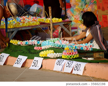 unidentified lady selling KRATHONG in THAILAND 35602198