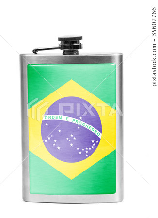 Alcohol flask with flag on the white Alcohol flask with flag on the white 35602766