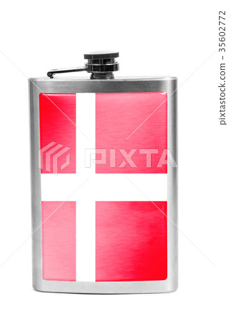 Alcohol flask with flag on the white Alcohol flask with flag on the white 35602772