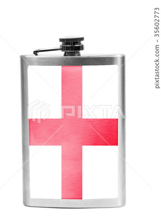 Alcohol flask with flag on the white Alcohol flask with flag on the white 35602773