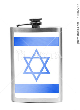 Alcohol flask with flag on the white Alcohol flask with flag on the white 35602783