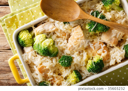 Rice baked with broccoli, chicken and cheese Rice baked with broccoli, chicken and cheese 35603232