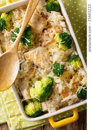 Rice baked with broccoli, chicken and cheese Rice baked with broccoli, chicken and cheese 35603233
