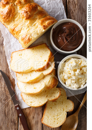 French brioche bread and cream mascarpone 35603264
