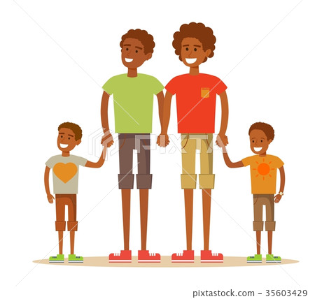 Happy gay couple with children 35603429