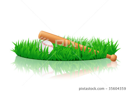 baseball equipment on grass 35604359