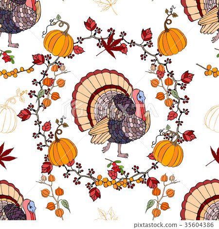 Seamless pattern with  Thanksgiving  decoration 35604386