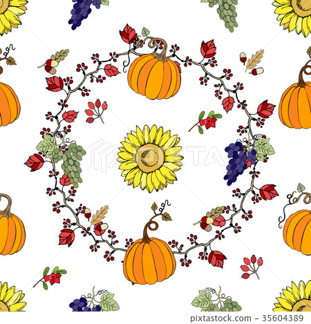 Seamless pattern with  Thanksgiving  decoration 35604389
