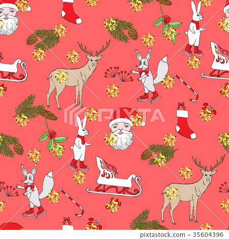 Seamless pattern with Christmas forest Seamless pattern with Christmas forest 35604396