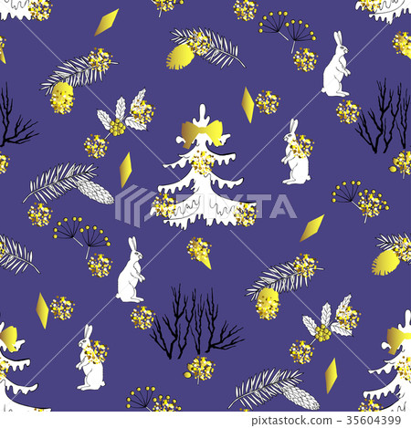Seamless pattern with Christmas forest 35604399