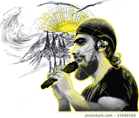 Singer. Portrait of an unknown bearded vocalist. Singer. Portrait of an unknown bearded vocalist. 35606568