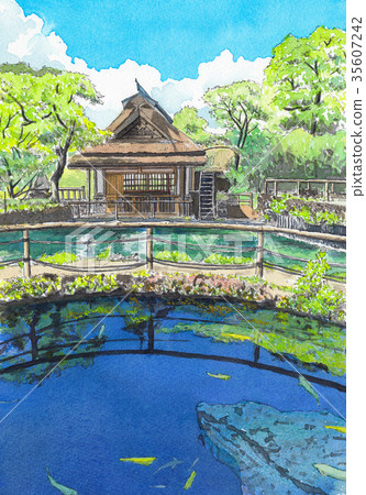 水彩忍野八幡 35607242