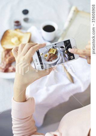 Young woman, cellphone, photo shoot 35608908