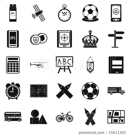 Motorbus icons set, simple style Motorbus icons set, simple style 35611305