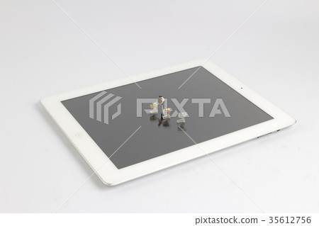 shopping cart or trolley figure toy on screen 35612756