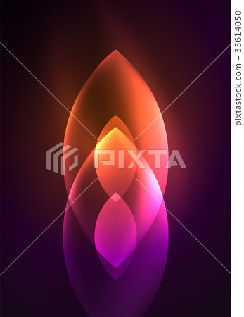 Glowing modern geometric shapes in dark space 35614050