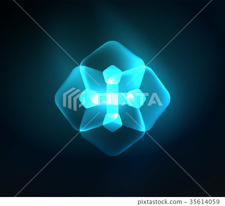 Glowing glass transparent pentagans, geometric Glowing glass transparent pentagans, geometric 35614059