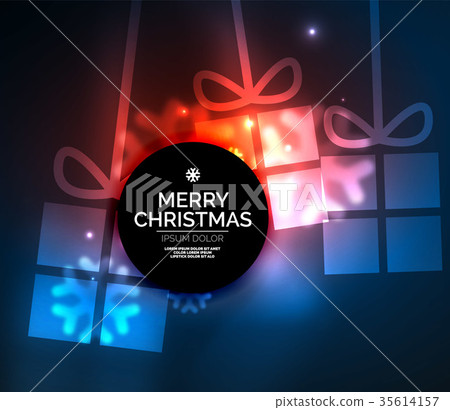 Glowing gift boxes with snowflakes, Christmas and 35614157