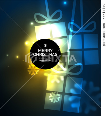 Glowing gift boxes with snowflakes, Christmas and Glowing gift boxes with snowflakes, Christmas and 35614159