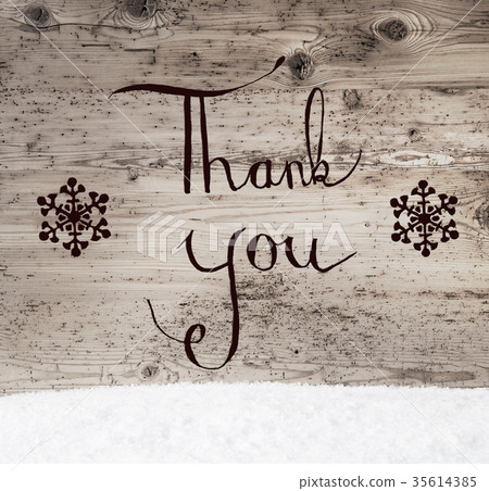 Calligraphy Thank You, Retro Wooden Background 35614385