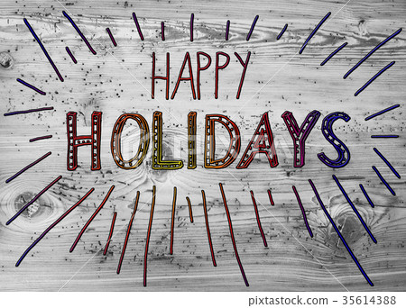 Colorful Calligraphy Happy Holidays, Background 35614388
