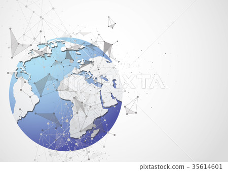 Global network connection. World map point 35614601