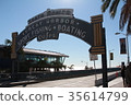 Gate of Santa Monica Pier. Starting point of route 66. 35614799