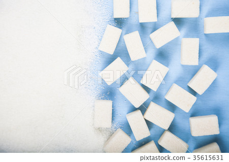 White sugar and cubes of sugar White sugar and cubes of sugar 35615631