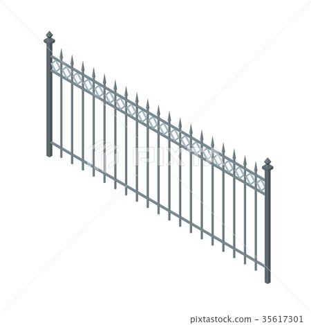 Metal fence. Isolated on white background - Stock Illustration ...