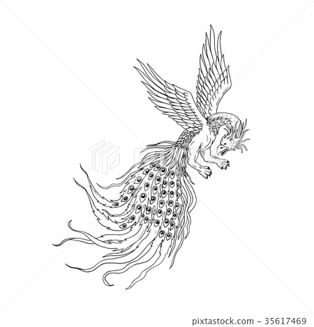 Simorgh or Simurgh Flying Drawing 35617469