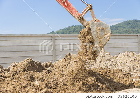 Excavator working at construction site Excavator working at construction site 35620109