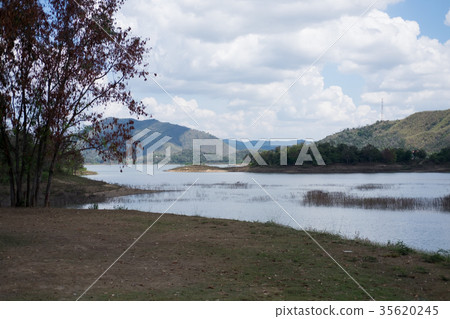 cloud and ground front of lake. cloud and ground front of lake. 35620245